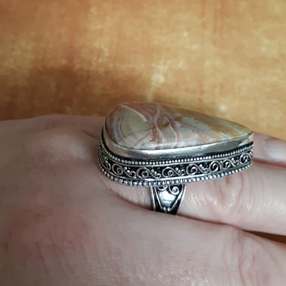 New Crazy Lace Agate 925 Silver Ring. - Picture 3 of 8